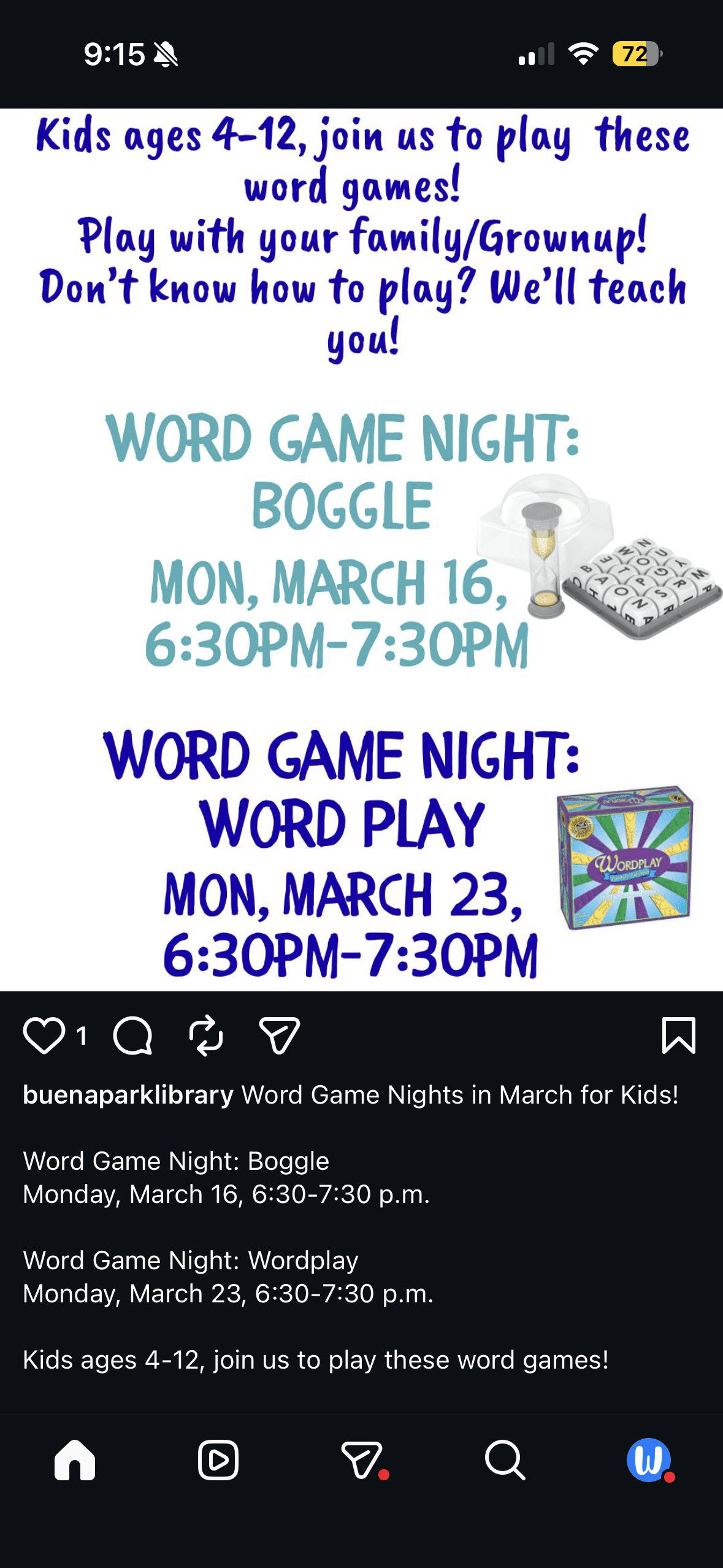 Word Game Night: Boggle โ Buena Park Library