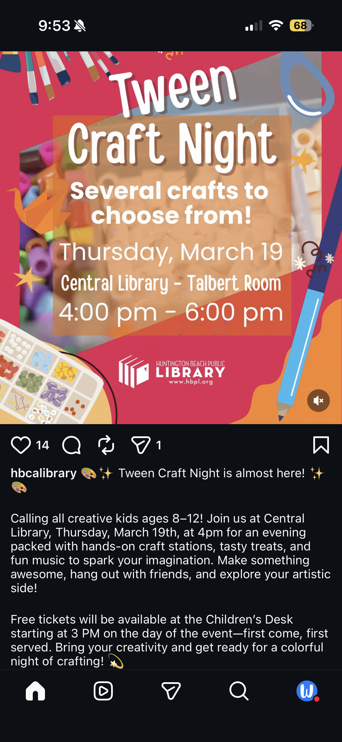 Tween Craft Night at Huntington Beach Central Library